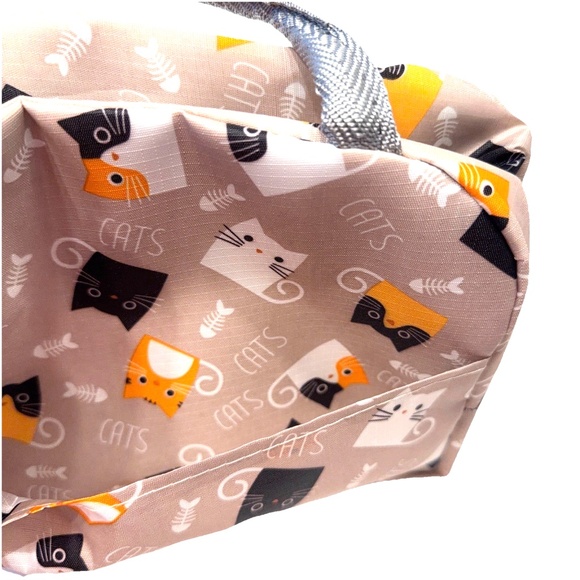 Insulated Kitty Cat Lunch Bag Tropical Container School Work Travel Picnic Light - Picture 9 of 14